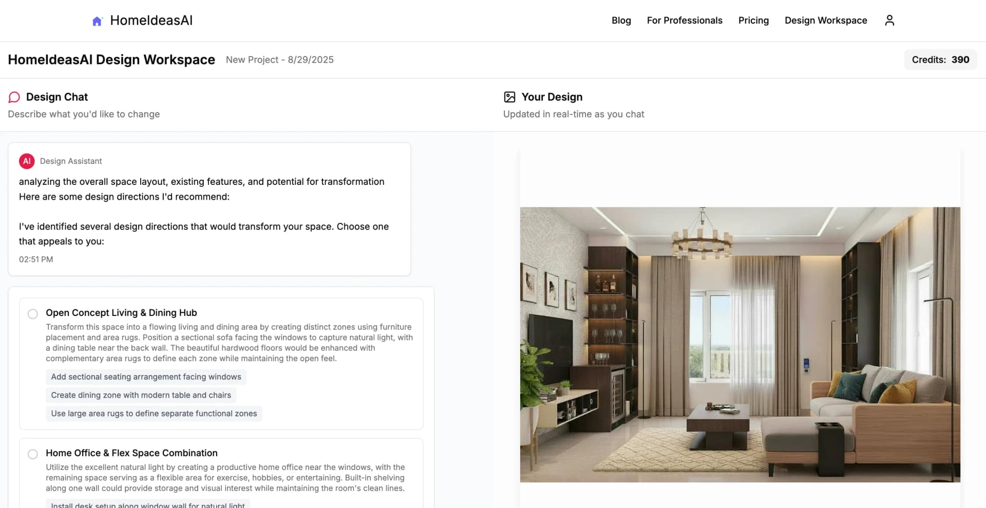 HomeIdeasAI Designer Interface